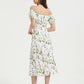 QY21251KJ Summer Floral Off Shoulder Puff Sleeve Maxi Dress For Woman