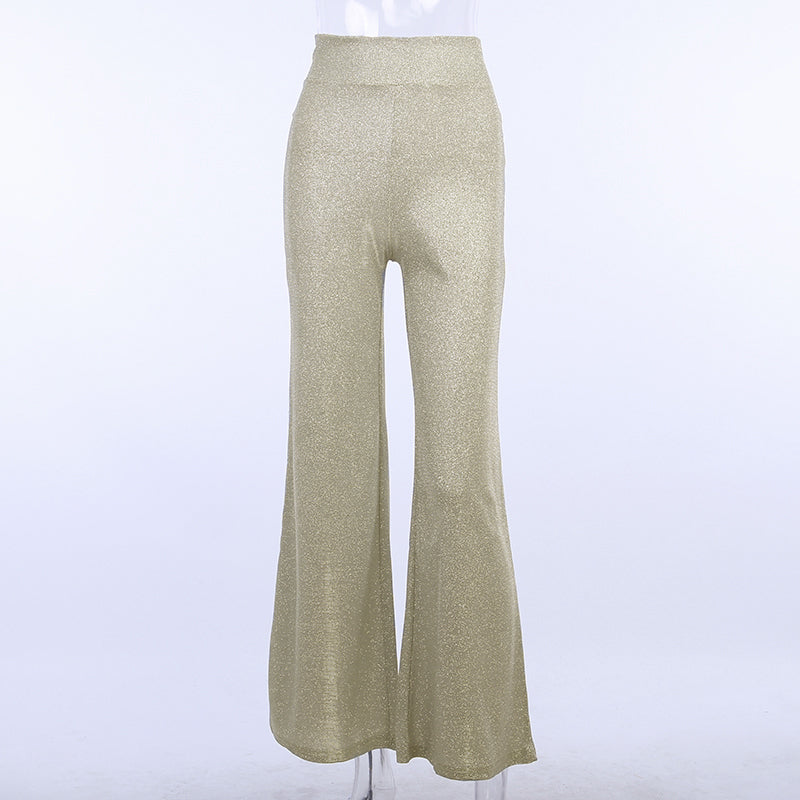 Silver Shiny Wide Leg Pants 80353