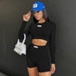 Label Crop Top And Shorts Two Piece Sets JY22603MH