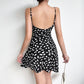 217013P Point Printed Mini Black Bandage Dress