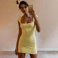 Square Neck Solid Bodycon Mini Knitted Dress JY22006PF