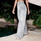 Silver Shiny Wide Leg Pants 80353